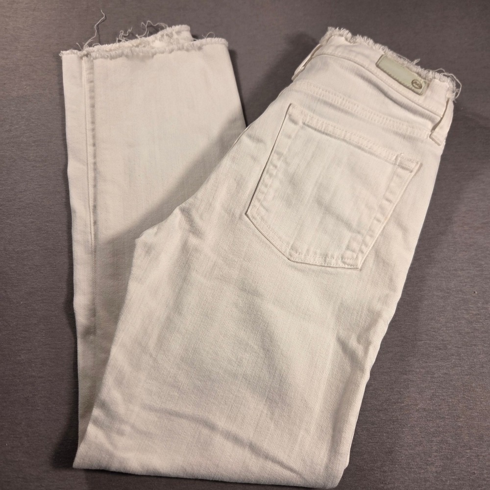 AG Adriano Goldschmied The Isabelle High Rise Straight Crop White Jeans 27R